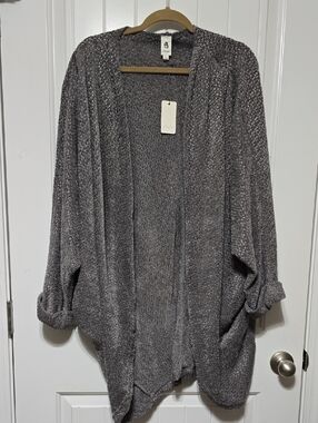 Open-Front Relaxed Cardigan in Heather Gray